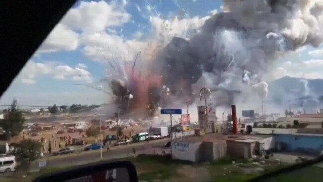 Video capta momento de las explosiones en mercado de México