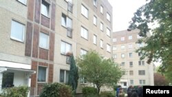 A view of a residential building in Leipzig, Germany, Oct. 10, 2016 where German police had captured a man suspected of planning a bomb attack. 