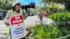 Estella Fontanilla, a housekeeper on strike from Hilton Hawaiian Village, leads hotel workers in strike chants in Honolulu, Hawaii, Sept. 24, 2024. More than 4,300 hotel workers are now on strike at Hilton, Hyatt, and Marriott hotels in Hawaii, California, and Washington state.