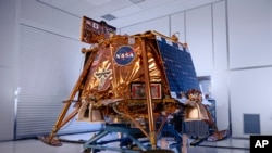 This photo provided by Firefly Aerospace in January 2025 shows the Blue Ghost lunar lander in a clean room. (Firefly Aerospace via AP)