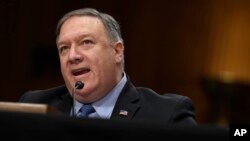 U.S. Secretary of State Mike Pompeo testifies before the Senate Foreign Relations Committee on Capitol Hill in Washington, April 10, 2019.