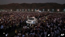 Pope Francis leaves after leading a holy mass at Tasitolu park in Dili, East Timor, Sept. 10, 2024. 