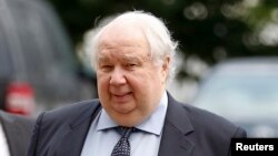 FILE - Russian Ambassador to the U.S. Sergei Kislyak, who attended the 2016 Republican National Convention, is seen arriving at the State Department in Washington, July 17, 2017.