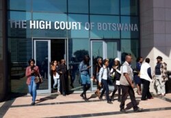 Activists leave Botswana High Court in Gaborone, June 11, 2019.