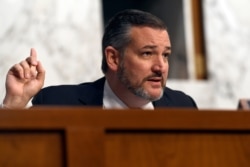 FILE - Sen. Ted Cruz, R-Texas, asks a question during a Senate Commerce Committee hearing on Capitol Hill, Oct. 29, 2019, in Washington.