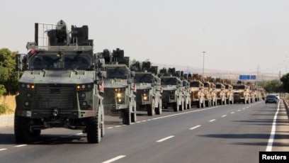 Đoàn xe quân sự Thổ Nhĩ Kỳ ở Kilis gần biên giới Thổi Nhĩ Kỳ-Syria, 9/10/2019