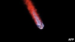 A SpaceX Falcon 9 rocket soars into orbit from the Kennedy Space Center on the Intuitive Machines' Nova-C moon lander mission, in Cape Canaveral, Florida, on February 15, 2024.