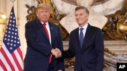 Presiden Amerika Serikat Donald Trump bersama Presiden Argentina Mauricio Macri di Casa Rosada, Buenos Aires, Argentina, 30 November 2018. 