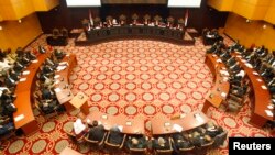 Suasana sidang di Mahkamah Konstitusional, Jakarta. 