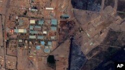 The Yarmouk military complex in Khartoum, Sudan following the alleged attack. A U.S. monitoring group says satellite images of the aftermath of an explosion at a Sudanese weapons factory suggest the site was hit by an airstrike, October 25 2012.