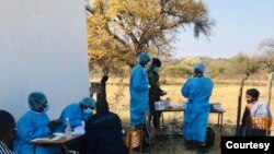 Zimbabwe National Army helping with COVID 19 vaccine jab at Ntepe in Gwanda, rural Zimbabwe