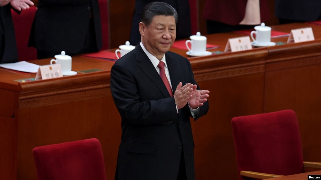 中共总书记习近平2024年3月11日参加中国全国人大闭幕会议。(photo:VOA)