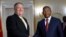 Angolan President Joao Lourenco meets with U.S. Secretary of State Mike Pompeo at the Presidential Palace in Luanda, Feb. 17, 2020.