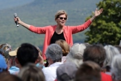 Democratic presidential candidate Sen. Elizabeth Warren, D-Mass., speaks at a campaign event, Wednesday, Aug. 14, 2019, in Franconia, N.H.