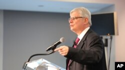 Brazil's attorney general Rodrigo Janot speaks at an event at the Atlantic Council in Washington, July 19, 2017. Janot said the Operation Car Wash, which is uncovering corruption in Brazil's federal government, would continue to be funded. 