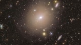 This photo provided by the European Space Agency shows a ring of light surrounding the center of the galaxy NGC 6505, captured by European Space Agency's Euclid telescope, an example of an Einstein ring. (European Space Agency via AP)