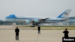 FILE: Air Force One with U.S. President Joe Biden onboard arrives at the Osan Air Base in Pyeongtaek, South Korea May 20, 2022.
