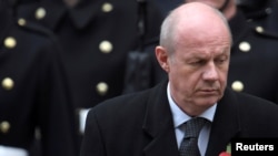 Britain's First Secretary of State Damian Green attends the Remembrance Sunday service in London, Nov. 12, 2017.