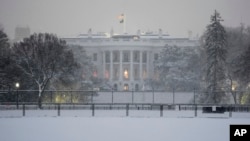 The White House is pictured during a winter snow storm in Washington, Jan. 6, 2025.