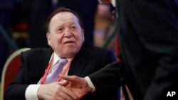 FILE - Chairman and CEO, Las Vegas Sands Corporation, Sheldon Adelson, attends the Republican Jewish Coalition annual leadership meeting, in Las Vegas, Feb. 24, 2017.