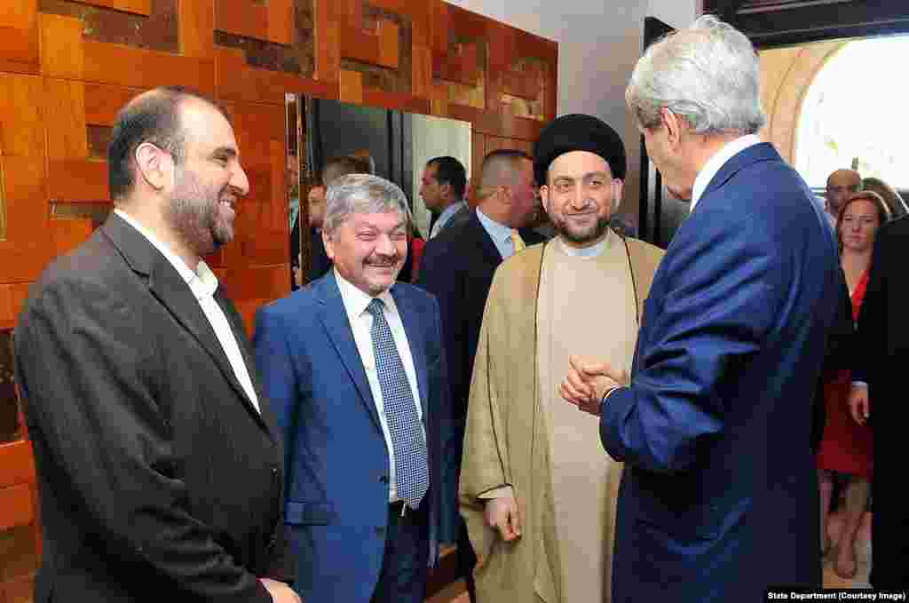 Secretary Kerry Chats With Islamic Supreme Council of Iraq Leader Hakim, Other Officials in Baghdad.