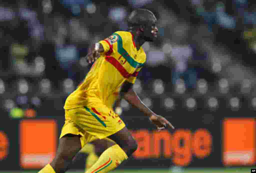 Mali's Bakaye Traore celebrates his goal during their African Nations Cup Group D soccer match against Guinea at Franceville Stadium