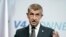 FILE - Czech Prime Minister Andrej Babis speaks during a joint press conference in Budapest, Hungary, June 21, 2018. 