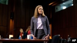 La nominada a la Corte Suprema de EE.UU., Amy Coney Barrett, durante una audiencia de la Comisión Judicial del Senado el 14 de octubre de 2020.