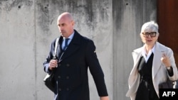 Former president of the Spanish football federation Luis Rubiales, accused of sex assault and coercion, flanked by his lawyer, leaves the court of San Fernando de Henares, east of Madrid, on Feb. 3, 2025.