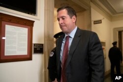 House Intelligence Committee ranking member Rep. Devin Nunes, R-Calif., leaves Capitol Hill, Nov. 15, 2019, in Washington.