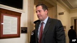 House Intelligence Committee ranking member Rep. Devin Nunes, R-Calif., leaves Capitol Hill, Nov. 15, 2019, in Washington.