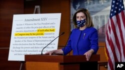 Speaker of the House Nancy Pelosi, D-Calif., speaks during a news conference at the Capitol in Washington, Oct. 9, 2020.