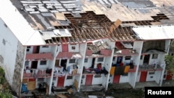 Pemandangan dari udara tampak kerusakan akibat Badai Dorian yang melanda Pulau Grand Bahama di Bahama, 4 September 2019.
