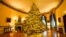 The Blue Room of the White House is decorated during the 2020 Christmas preview, Nov. 30, 2020, in Washington.