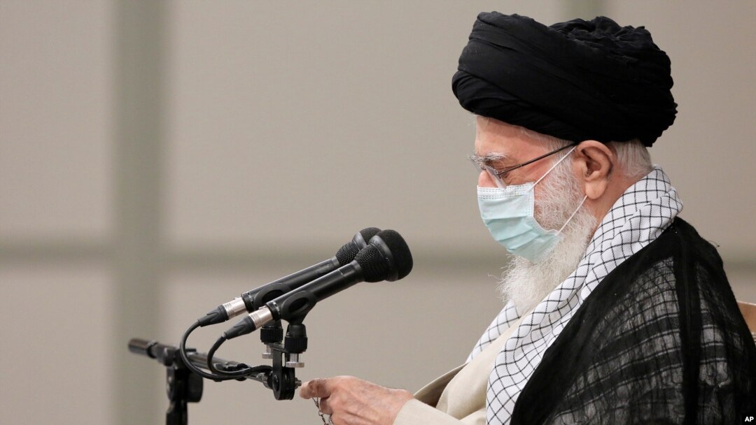  File - Iranian supreme leader, Supreme Leader Ayatollah Ali Khamenei called on the U.S. ‘stubborn’ installed nuclear talks in Vienna for discussing Tehran’s missiles and regional influence, July 28, 2021.