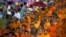 Buddhist monks take part in a protest against state interference in religious affairs at a temple in Nakhon Pathom province on the outskirts of Bangkok, Thailand, Feb. 15, 2016. 