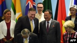 US Secretary of State Mike Pompeo at 51st ASEAN Ministerial Meeting in Singapore on August 4, 2018. 