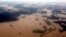 An aerial view of flooded land is seen at Dhanusha District, Nepal, Aug. 13, 2017. 