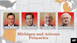 ການເລືອກຕັ້ງຂັ້ນຕົ້ນ ຢູ່ລັດ Arizona ແລະ Michigan (28 ກຸມພາ 2012)