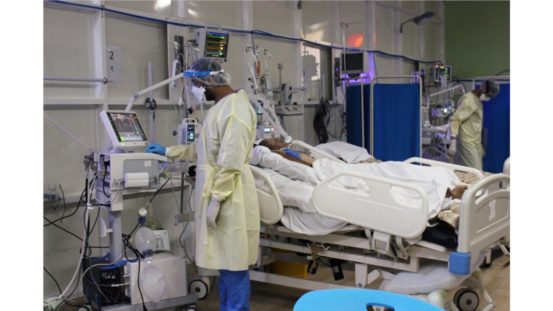 A doctor checks a ventilator at a quarantine center run by Medecins Sans Frontieres (Doctors Without Borders) in Aden, Yemen, June 27, 2020.