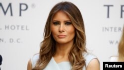 FILE - Republican presidential nominee Donald Trump's wife, Melania Trump, attends a campaign event in Washington, D.C., Oct. 26, 2016. 