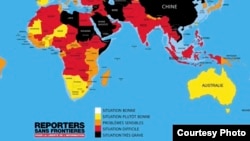 Le classement de Reporters sans frontières sur la liberté de la presse à travers le monde. 