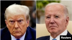Republikanski predsednički kandidat Donald Tramp i predsednik Džo Bajden, 1. mart, 2024. (Foto: REUTERS/Brendan McDermid and Elizabeth Frantz)