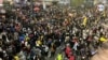 Protestas en Colombia, en el Portal del Norte, en Bogotá, el miércoles 12 de mayo de 2021. [Foto: VOA/Karen Sánchez]