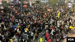 Protestas en Colombia, en el Portal del Norte, en Bogotá, el miércoles 12 de mayo de 2021. [Foto: VOA/Karen Sánchez]