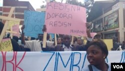 Some of the protesters in the streets of Harare. 