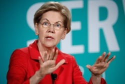 Democratic presidential candidate Sen. Elizabeth Warren, D-Mass., speaks during a candidate forum on labor issues, Aug. 3, 2019, in Las Vegas.