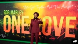 FILE - Ziggy Marley, son of reggae legend Bob Marley, poses at the premiere of the film "Bob Marley: One Love," February 6, 2024, in Los Angeles.