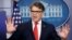 FILE - U.S. Energy Secretary Rick Perry speaks to reporters during a briefing at the White House in Washington.