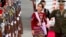 Myanmar leader Aung San Suu Kyi arrives at Clark International Airport, north of Manila, Philippines to attend the 31st ASEAN Summit and Related Summits in Manila, Nov. 11, 2017. 